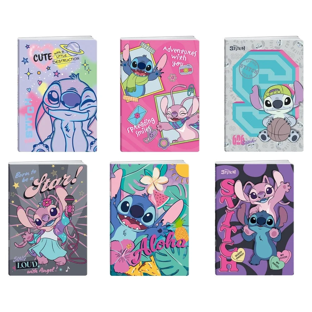 Тетрадка Best Buy Premium, Stitch, A5, широки редове, офсетова хартия, 50 листа, асорти, 1 брой