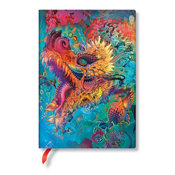 Paperblanks Тефтер Humming Dragon, Midi, широки редове, твърда корица, 72 листа