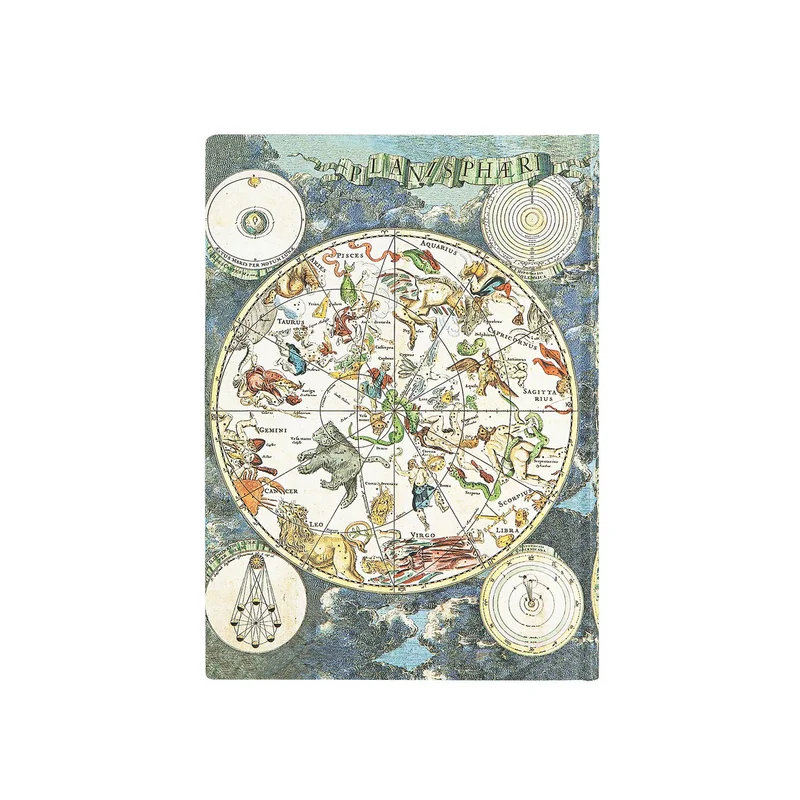 Paperblanks Тефтер Celestial, Midi, широки редове, мека корица, 88 листа