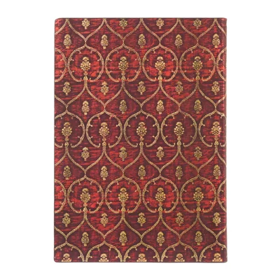 Paperblanks Тефтер Red Velvet, Midi, широки редове, мека корица, 88 листа