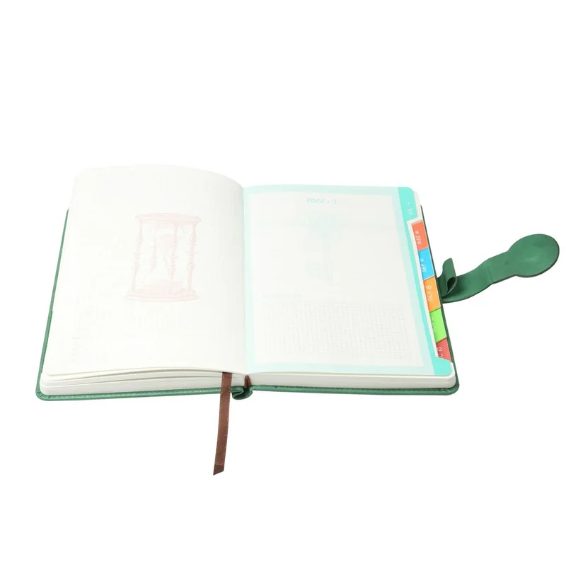 Office 1 Планер Simple Life, A5, с дати, с магнитно закопчаване, зелен