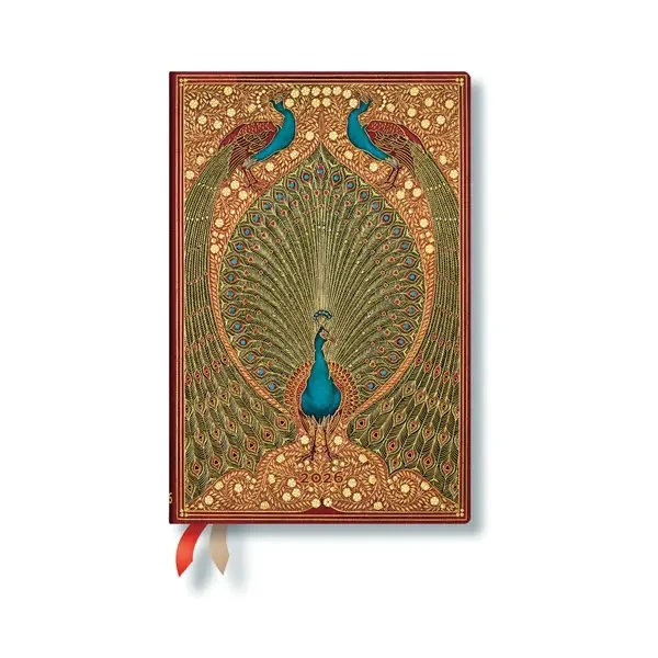 Paperblanks Планер Hafiz's Peacocks, Mini, 1 ден на страница, твърда корица, 208 листа, за 2026 година