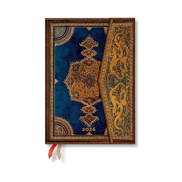 Paperblanks Планер Safavid Indigo, Midi, хоризонтален, твърда корица, 80 листа, за 2026 година