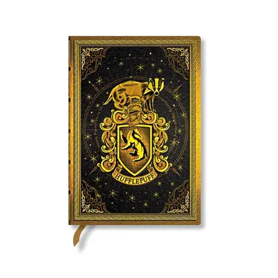 Paperblanks Тефтер Hufflepuff, Midi, широки редове, твърда корица, 72 листа