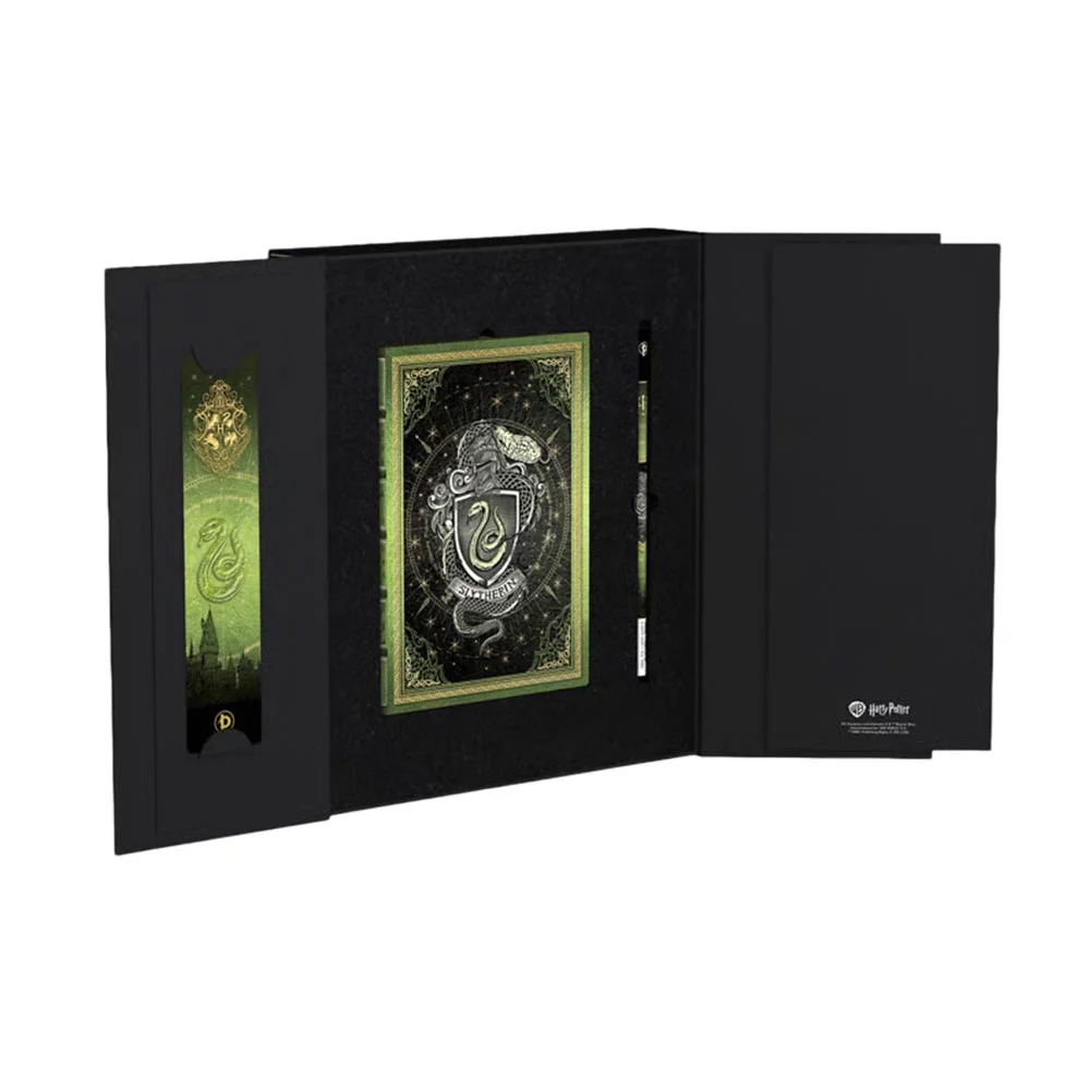 Paperblanks Подаръчен комплект Slytherin, тефтер Midi, книгоразделител и молив