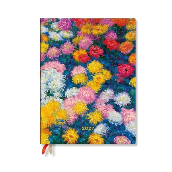 Paperblanks Планер Monet's Chrysanthemums, Ultra, 1 ден на страница, мека корица, 216 листа, за 2027 година