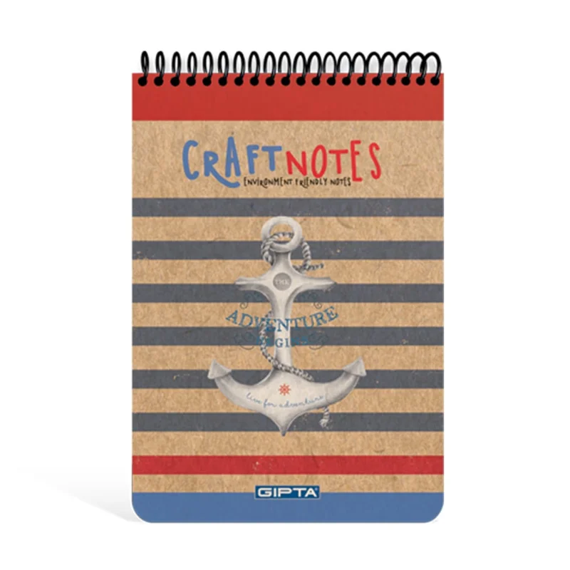 Gipta Craft Notes Пад, А5, бяла, широки редове, микроперфорация, твърда корица, със спирала, 100 листа