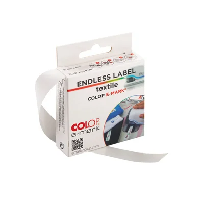 Безконечни етикети Colop E-Mark, текстилни, широчина 14 mm, дължина 8 m, бели