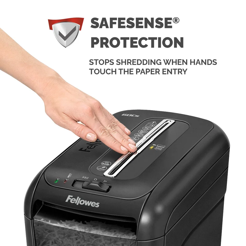 Шредер за унищожаване на документи Fellowes Powershred 60CS, Cross-Cut, 22 L, P-4, време за почивка 30 мин, за 1 потребител