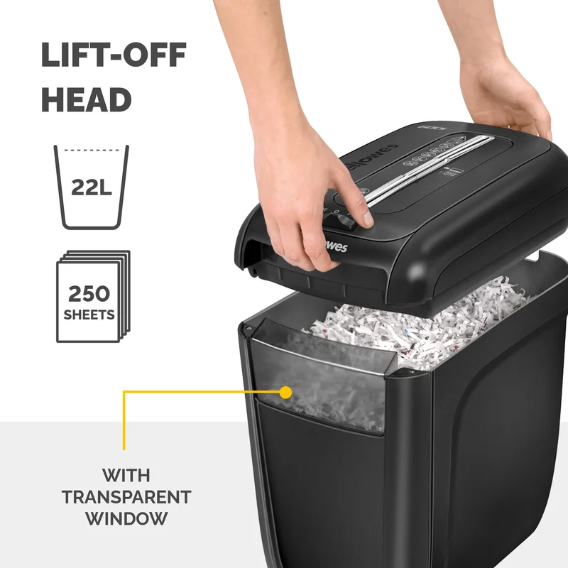 Шредер за унищожаване на документи Fellowes Powershred 60CS, Cross-Cut, 22 L, P-4, време за почивка 30 мин, за 1 потребител