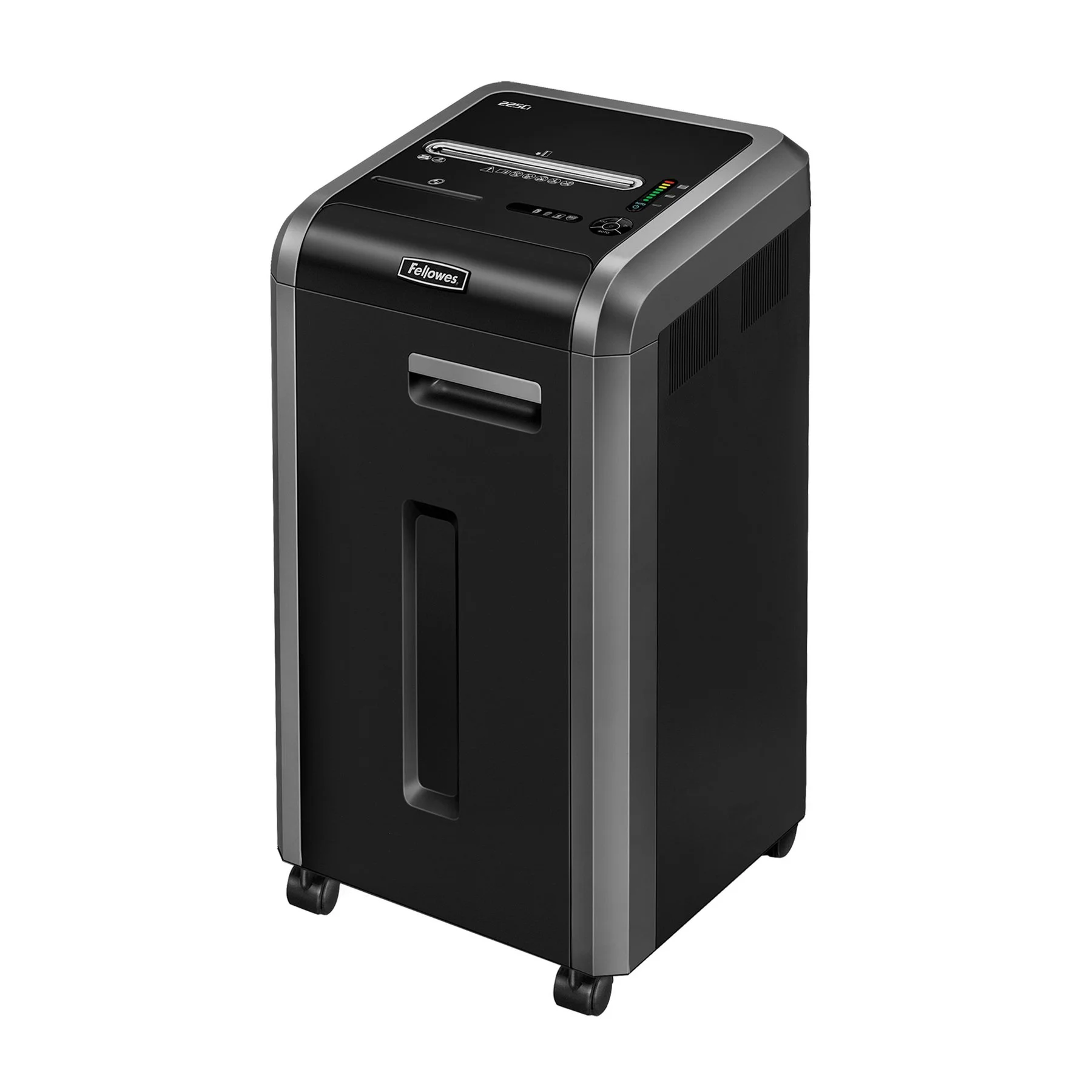 Шредер за унищожаване на документи Fellowes Powershred 225i, 100% Jam Proof, Strip-Cut, време за работа 60 мин, за 3-5 потребителя