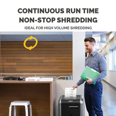 Шредер за унищожаване на документи Fellowes Powershred 225i, 100% Jam Proof, Strip-Cut, време за работа 60 мин, за 3-5 потребителя