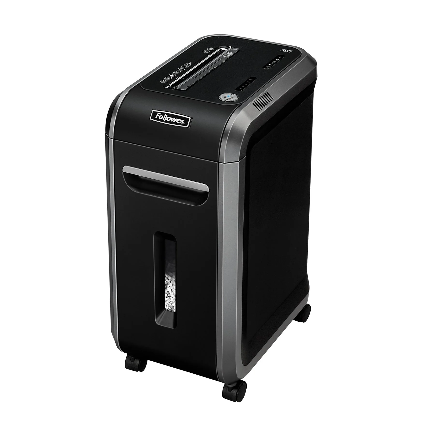 Шредер за унищожаване на документи Fellowes Powershred 99Ci, 100% Jam Proof, Cross-Cut, 34 L, P-4, време за работа 30 мин, време за почивка 40 мин