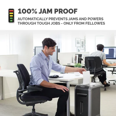 Шредер за унищожаване на документи Fellowes Powershred 99Ci, 100% Jam Proof, Cross-Cut, 34 L, P-4, време за работа 30 мин, време за почивка 40 мин