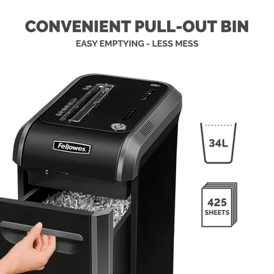 Шредер за унищожаване на документи Fellowes Powershred 99Ci, 100% Jam Proof, Cross-Cut, 34 L, P-4, време за работа 30 мин, време за почивка 40 мин