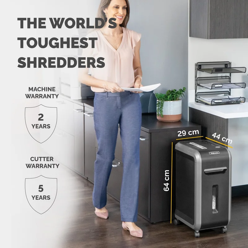 Шредер за унищожаване на документи Fellowes Powershred 99Ci, 100% Jam Proof, Cross-Cut, 34 L, P-4, време за работа 30 мин, време за почивка 40 мин