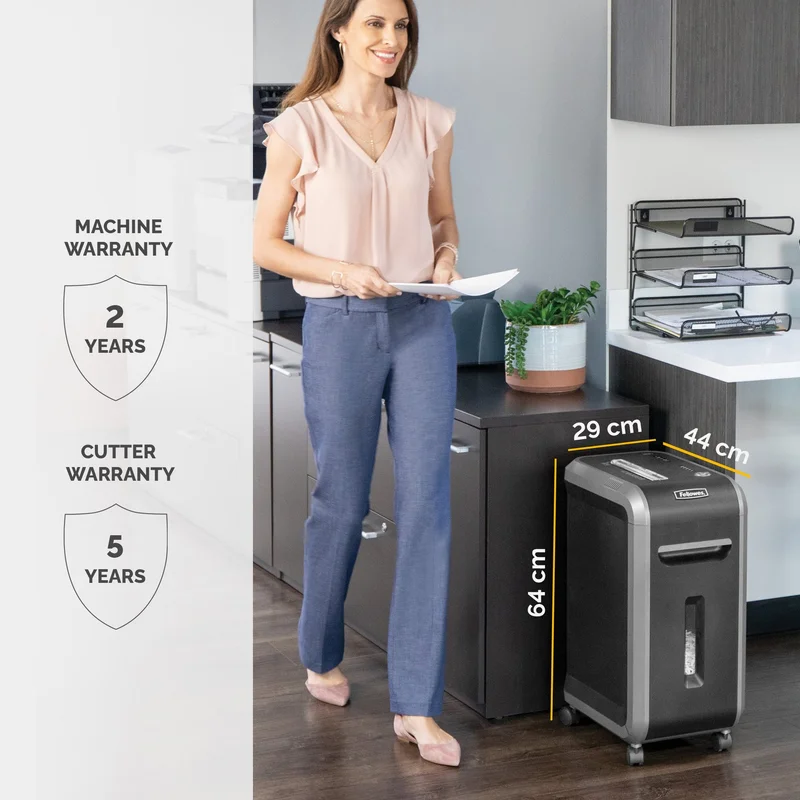Шредер за унищожаване на документи Fellowes Powershred 99Ci, 100% Jam Proof, Cross-Cut, 34 L, P-4, време за работа 30 мин, време за почивка 40 мин