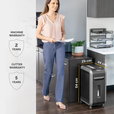 Шредер за унищожаване на документи Fellowes Powershred 99Ci, 100% Jam Proof, Cross-Cut, 34 L, P-4, време за работа 30 мин, време за почивка 40 мин