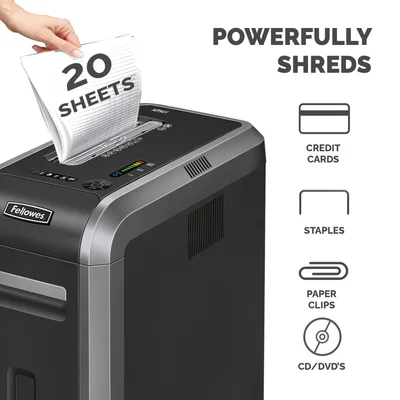Шредер за унищожаване на документи Fellowes Powershred 125Ci, 100% Jam Proof, Cross-Cut, 53 L, P-4, ниво на шум 63 dB
