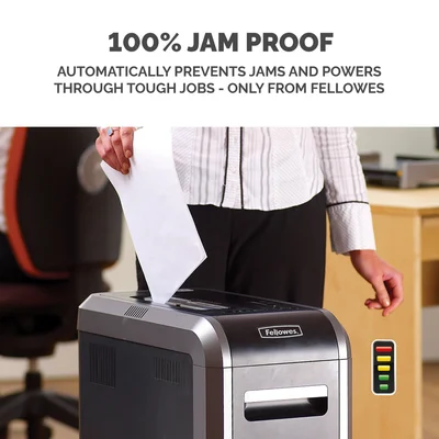 Шредер за унищожаване на документи Fellowes Powershred 125Ci, 100% Jam Proof, Cross-Cut, 53 L, P-4, ниво на шум 63 dB