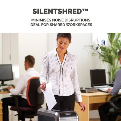 Шредер за унищожаване на документи Fellowes Powershred 125Ci, 100% Jam Proof, Cross-Cut, 53 L, P-4, ниво на шум 63 dB