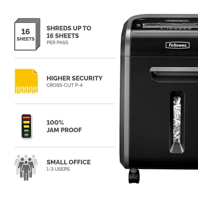 Шредер за унищожаване на документи Fellowes Powershred 79Ci, 100% Jam Proof, 23 L, P-4, време за работа 20 мин, време за почивка 30 мин