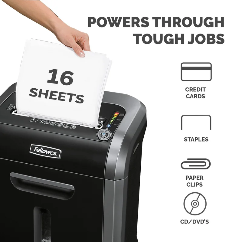 Шредер за унищожаване на документи Fellowes Powershred 79Ci, 100% Jam Proof, 23 L, P-4, време за работа 20 мин, време за почивка 30 мин