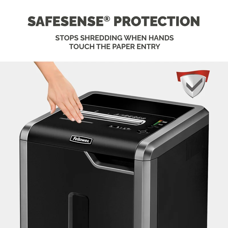 Шредер за унищожаване на документи Fellowes Powershred 325Ci, 100% Jam Proof, Cross-Cut, 83 L, P-4, време за работа 60 мин