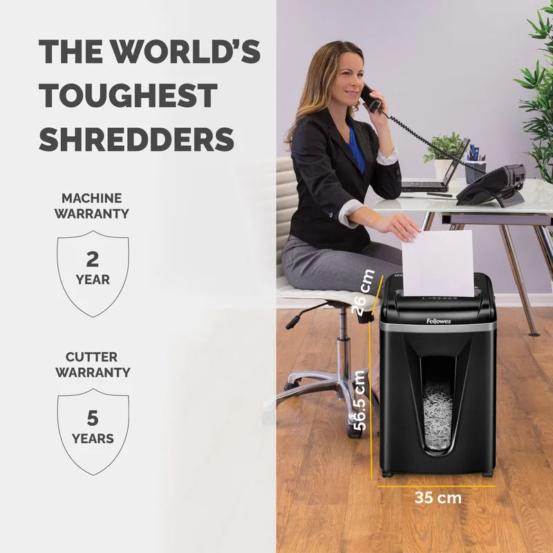 Шредер за унищожаване на документи Fellowes 450M, Micro-Cut, 22 L, P-5, време за работа 10 мин