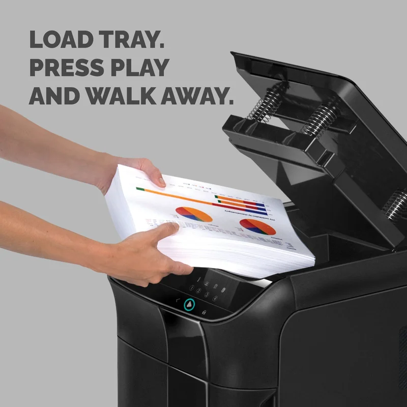 Шредер за унищожаване на документи Fellowes Automax 550C, P-4, обем на коша 83 L, Cross-Cut