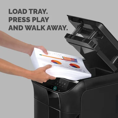 Шредер за унищожаване на документи Fellowes Automax 550C, P-4, обем на коша 83 L, Cross-Cut