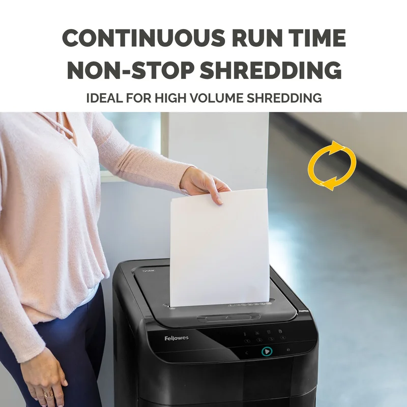 Шредер за унищожаване на документи Fellowes Automax 550C, P-4, обем на коша 83 L, Cross-Cut