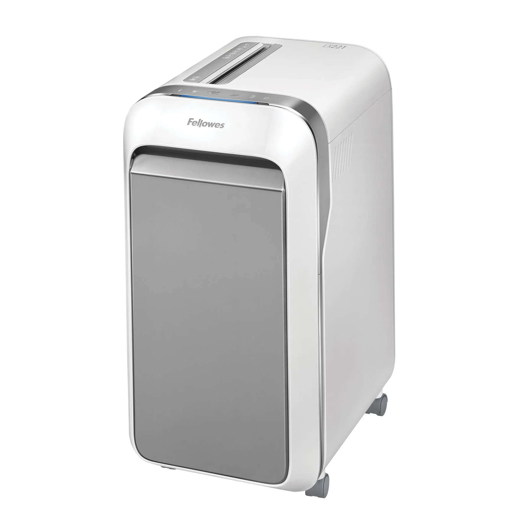 Шредер за унищожаване на документи Fellowes LX221, Micro-Cut, 30 L, бял, P-5, време за работа 25 мин