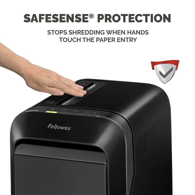 Шредер за унищожаване на документи Fellowes LX221, Micro-Cut, 30 L, черен, P-5, време за работа 25 мин