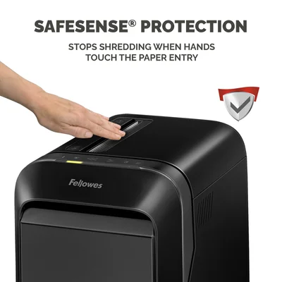 Шредер за унищожаване на документи Fellowes LX221, Micro-Cut, 30 L, черен, P-5, време за работа 25 мин