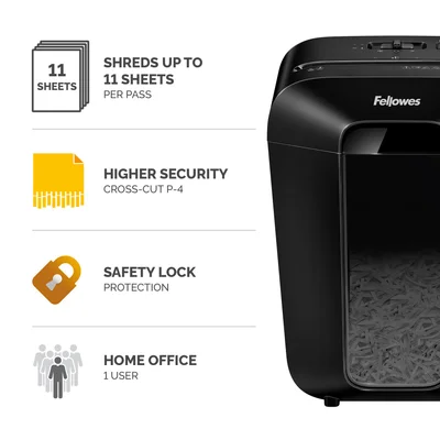 Шредер за унищожаване на документи Fellowes Powershred LX70, Cross-Cut, черен, 11.5 L, P-4