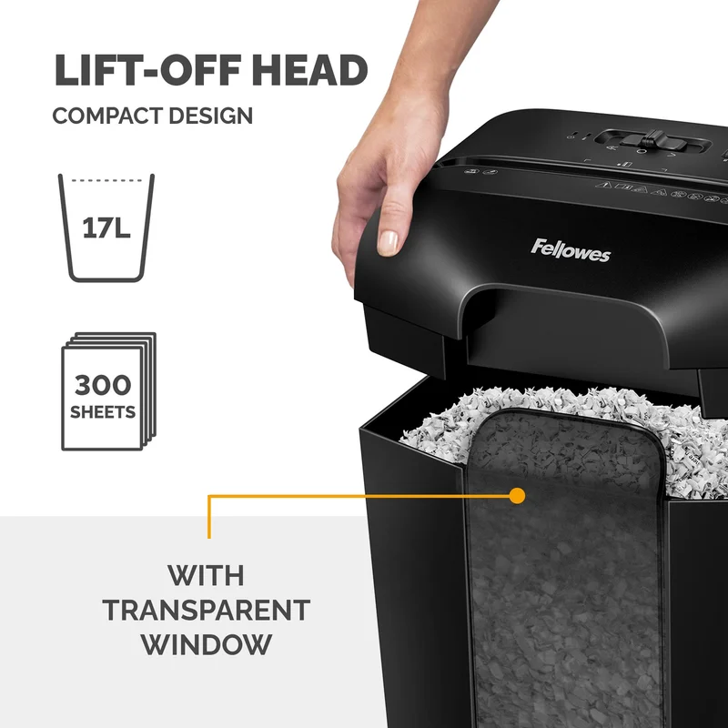 Шредер за унищожаване на документи Fellowes LX41, P-4, Micro-Cut, 17 L, черен, време за работа 5 мин