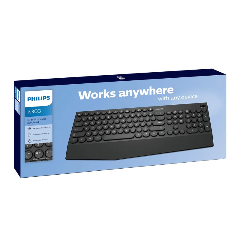 Клавиатура К303 Philips, с Bluetooth, черна, USB, 104 бутона