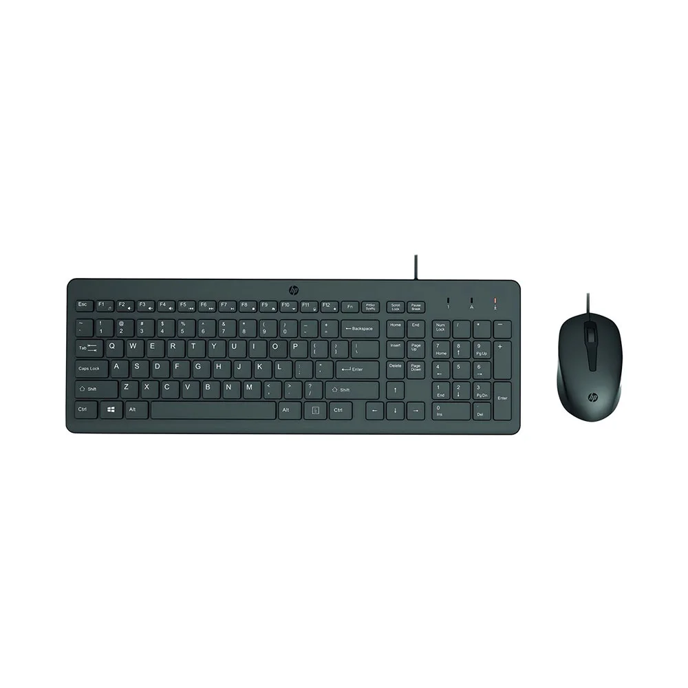 Комплект HP - Мишка и клавиатура 150, с кабел 1 m, USB Type-A, 3 бутона на мишката, черни