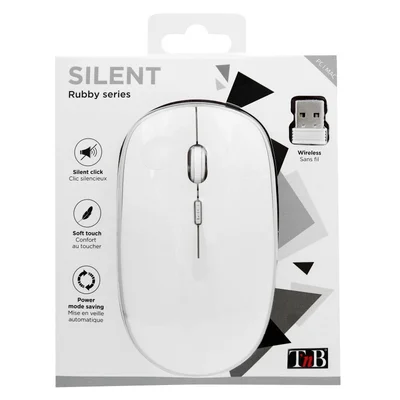 Мишка TNB Rubby 2, безжична, USB, 3 бутона, бяла