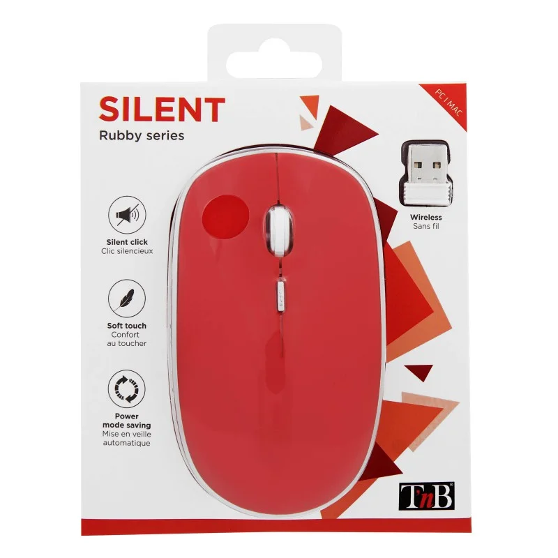 Мишка TNB Rubby 2, безжична, USB, 3 бутона, червена