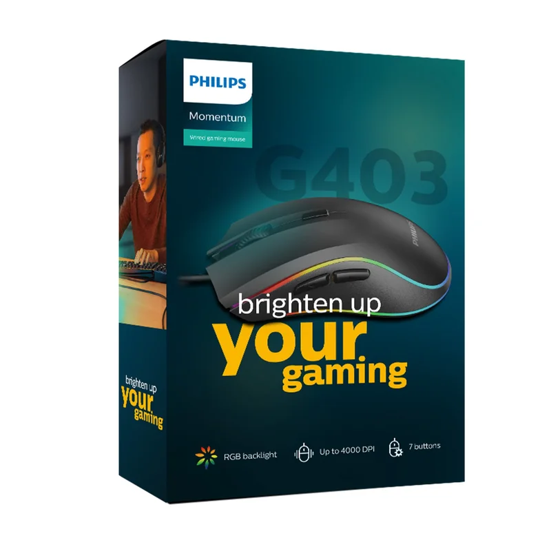 Мишка Philips Momentum, геймърска, USB, 7 бутона