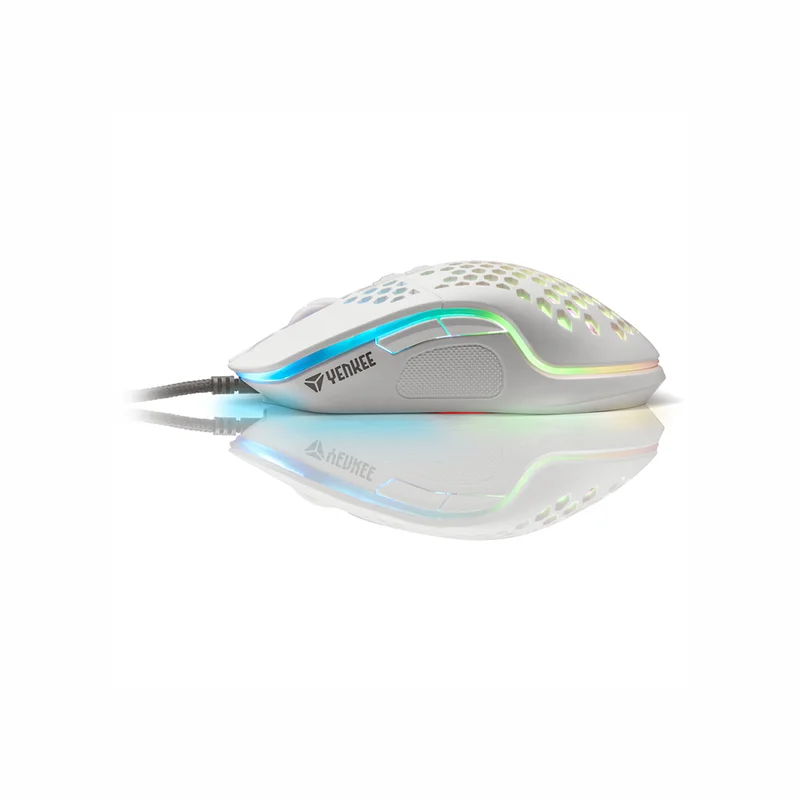 Мишка Yenkee Shotgun 3030WE, геймърска, 6400 dpi, USB, бяла
