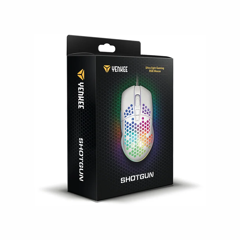 Мишка Yenkee Shotgun 3030WE, геймърска, 6400 dpi, USB, бяла