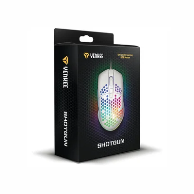 Мишка Yenkee Shotgun 3030WE, геймърска, 6400 dpi, USB, бяла