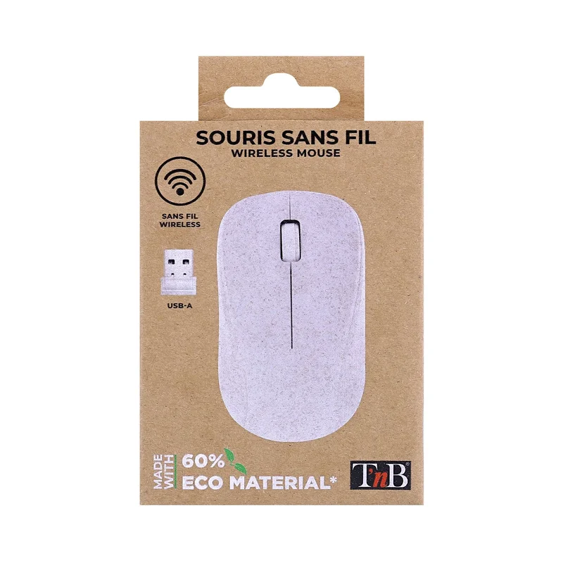 Мишка TNB Bioplastic Eco, безжична, USB Type-A, 3 бутона