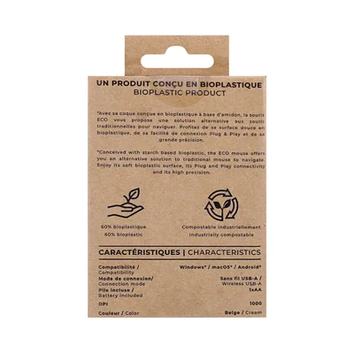 Мишка TNB Bioplastic Eco, безжична, USB Type-A, 3 бутона