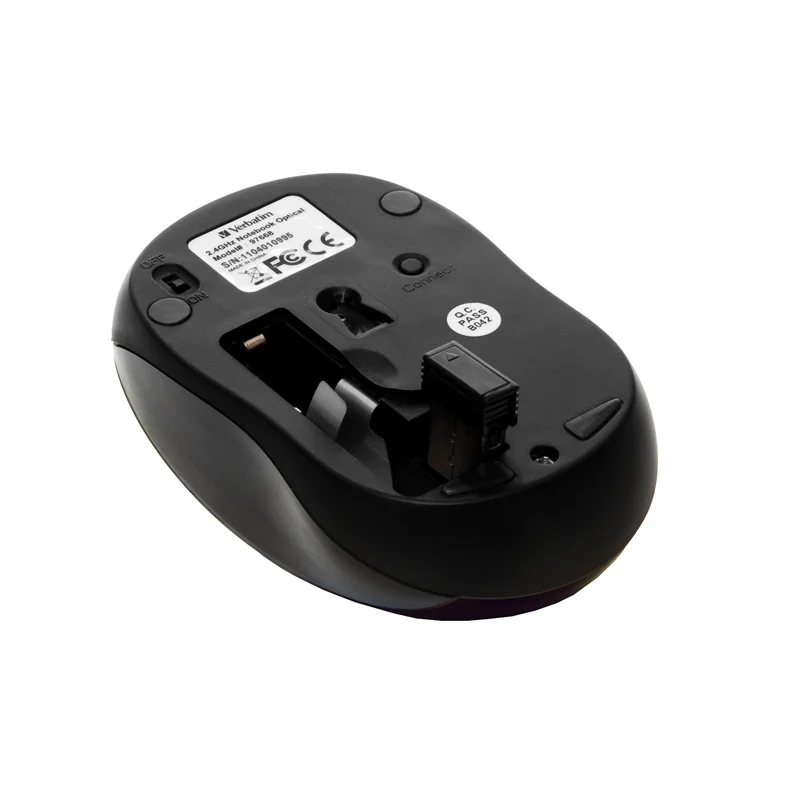 Мишка Verbatim Go Nano, безжична, оптична, USB, 1600 dpi, черна