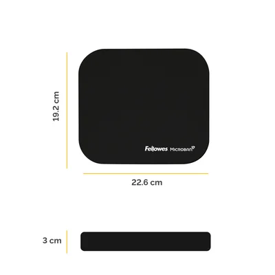 Пад за мишка Fellowes Microban, антибактериален, 2 mm, черен