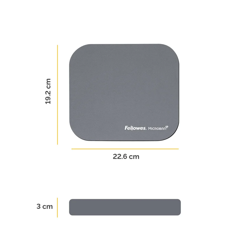 Пад за мишка Fellowes Microban, антибактериален, 2 mm, сив